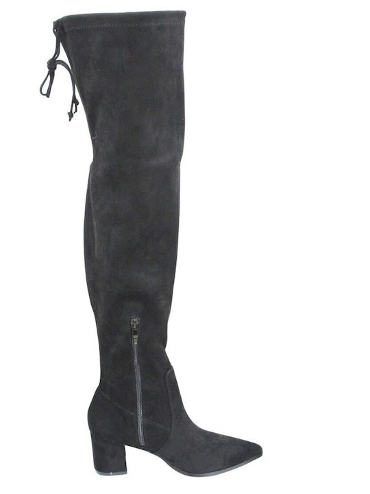 Plato Suede Over the Knee Women's Boots Black