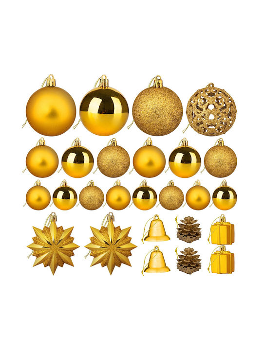 Weihnachtshänger Kugel Ornament Plastik Gold Set 100Stück