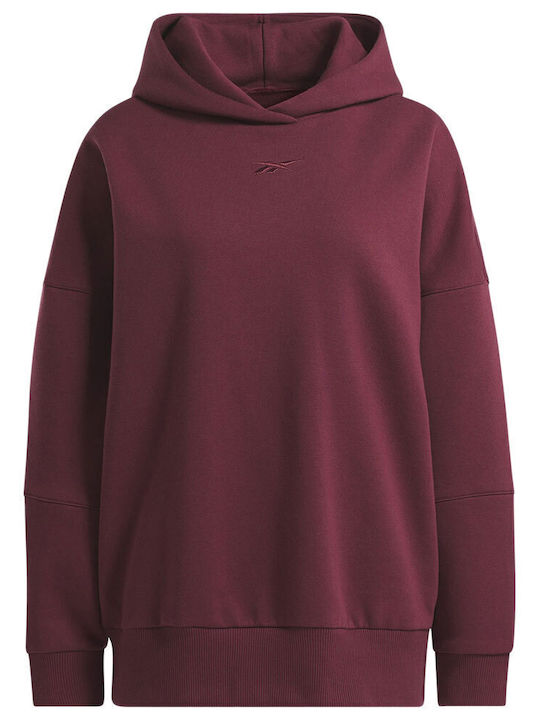 Μακρύ Γυναικείο Φούτερ με Κουκούλα Classic maroon