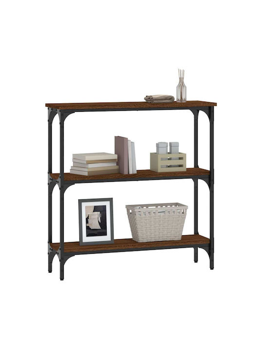 Console Table Wood & Metal Brown Oak L75xW22.5xH75cm