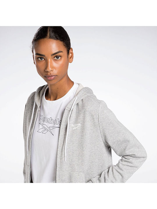 Identity Small Logo French Terry Damen Sweatshirtjacke Kapuzen Medium grey hea