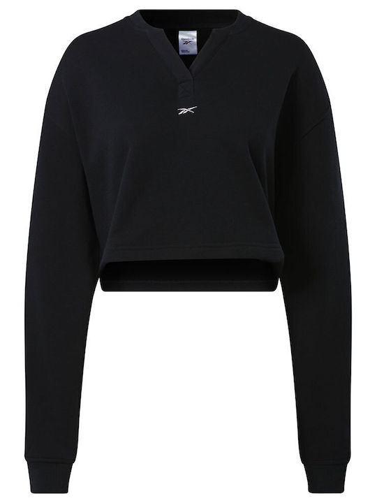 French Terry Cover-up Lang Damen Sweatshirt Black
