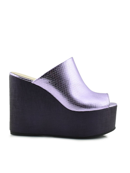 Aris Tsoubos Women's Leather Platform Shoes Purple