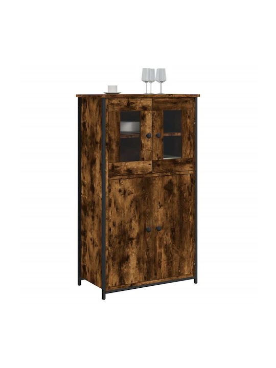 Floor-standing Living Room Display Cabinet made of Particleboard with Glass Smoky Oak 62x32x106.5cm