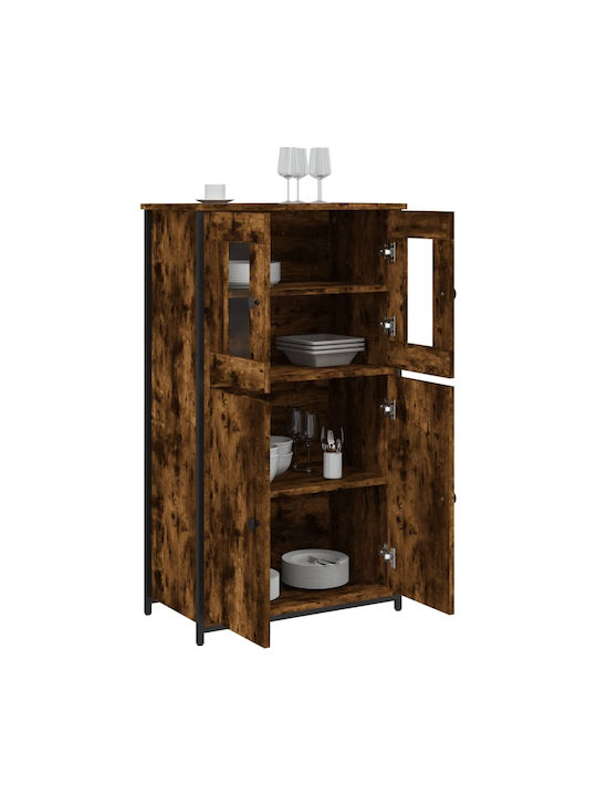 Floor-standing Living Room Display Cabinet made of Particleboard with Glass Smoky Oak 62x32x106.5cm