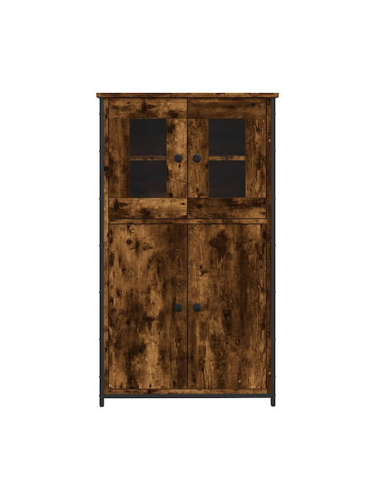 Floor-standing Living Room Display Cabinet made of Particleboard with Glass Smoky Oak 62x32x106.5cm
