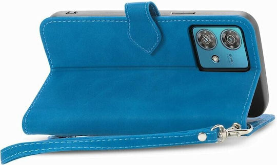 Flower Zipper Brieftasche Blau (Motorola Edge 40)