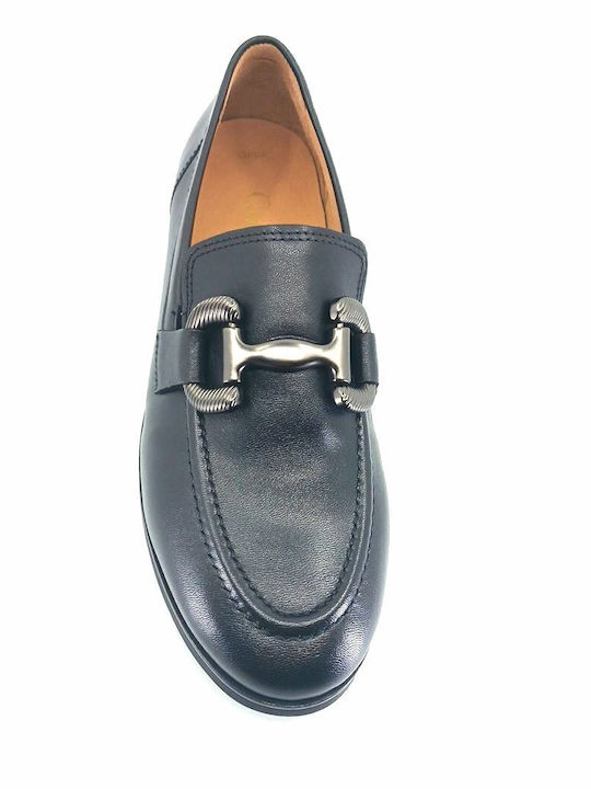 Leather Women's Loafers in Black Color