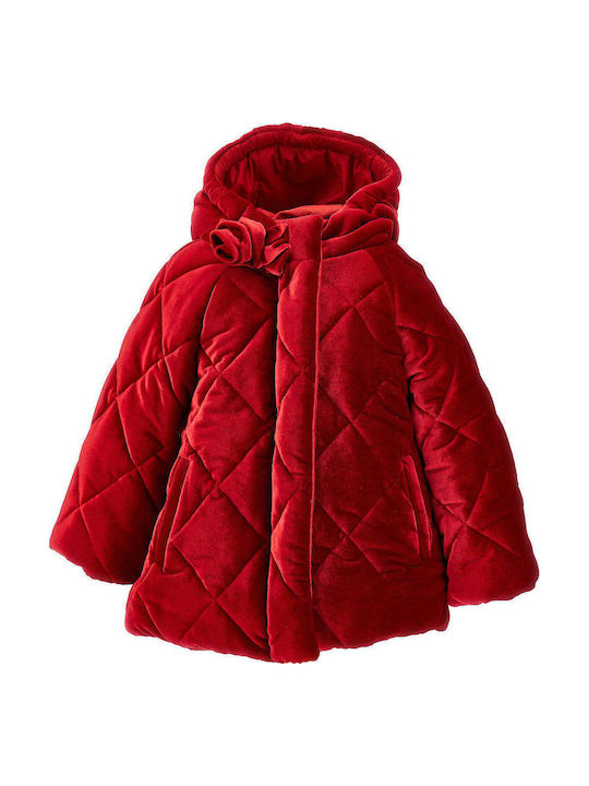 Kinder Steppjacke mit Futter & Kapuze Red