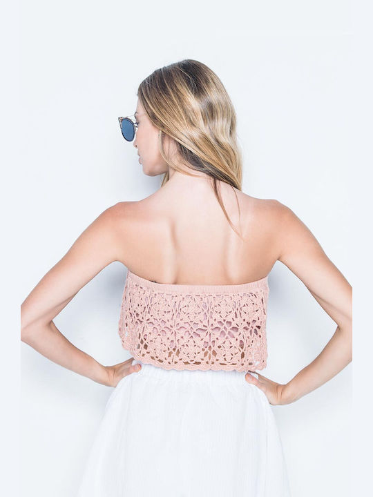 Γυναικεία Καλοκαιρινή Μπλούζα Βαμβακερή Strapless Μπεζ