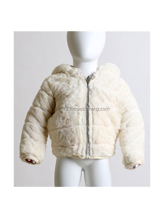 Chica Kids Fur Coat Double Sided White-Pink