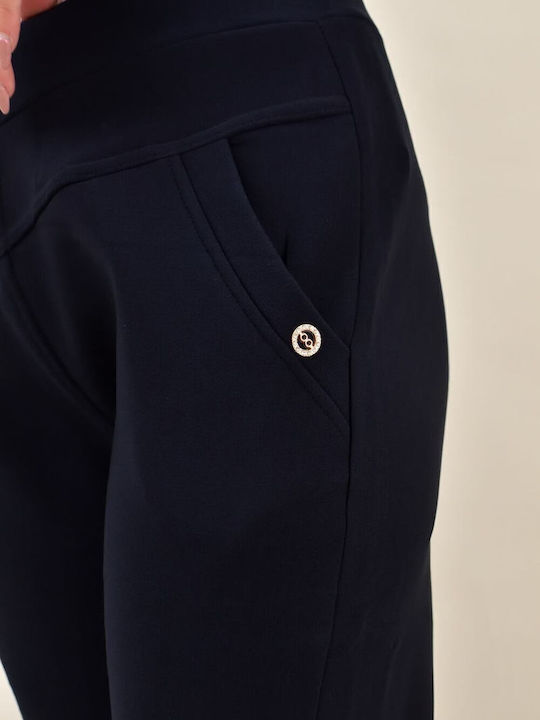 Παντελόνι Φόρμας με Λάστιχο Fleece Μπλε Σκούρο