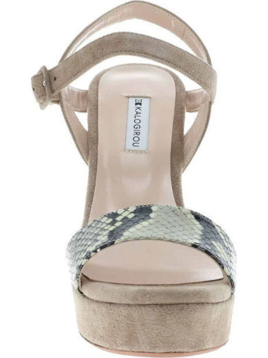 Damenplattformen Beige