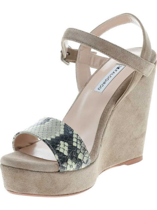 Damenplattformen Beige