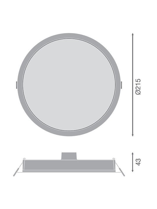 Ledvance Round Recessed LED Panel 24W with Warm White Light 3000K