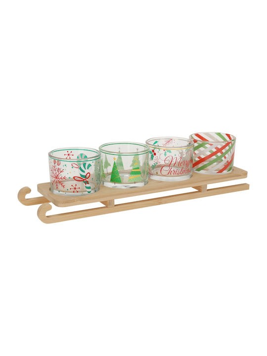 ArteLibre Christmas Tray Wooden Transparent L30xW8.5xH5xD7.5cm.