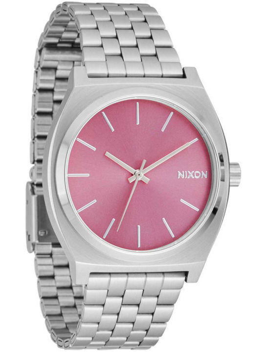 Nixon Γυναικείο Ρολόι 37mm Μπαταρίας με Ασημί Μεταλλικό Μπρασελέ