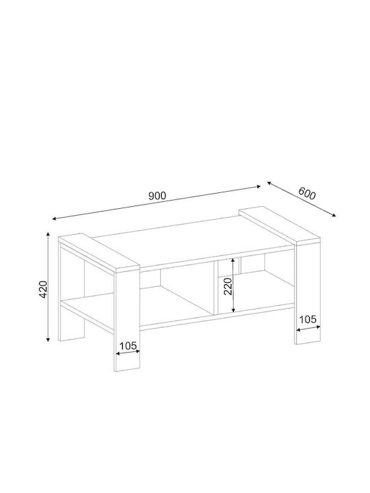 Rectangular Central Coffee Table Arsida Wooden White / Walnut M90xP60xH42cm