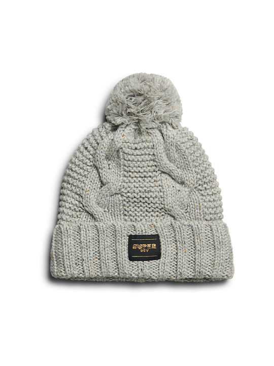 Superdry Cable Knit Beanie Unisex Beanie Gestrickt in Gray Farbe