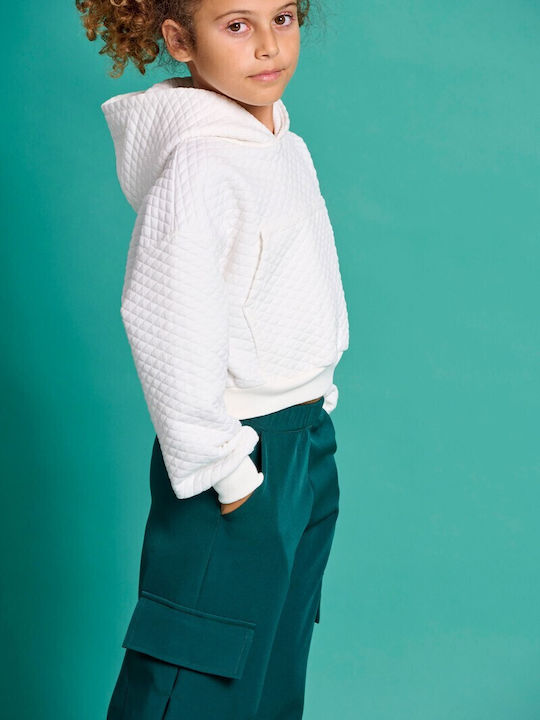 Kinder-Crop-Top Langarm Ecru
