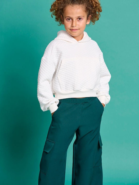 Kinder-Crop-Top Langarm Ecru