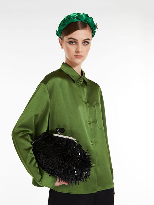 Women's Satin Long Sleeve Shirt Green