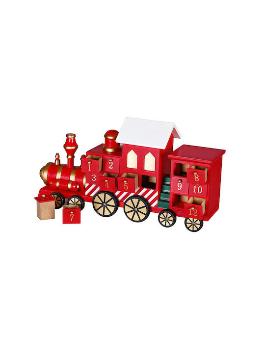 Bakaji Christmas Wooden Figure Train Red Height 41cm