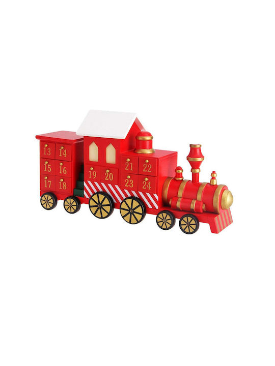 Bakaji Christmas Wooden Figure Train Red Height 41cm