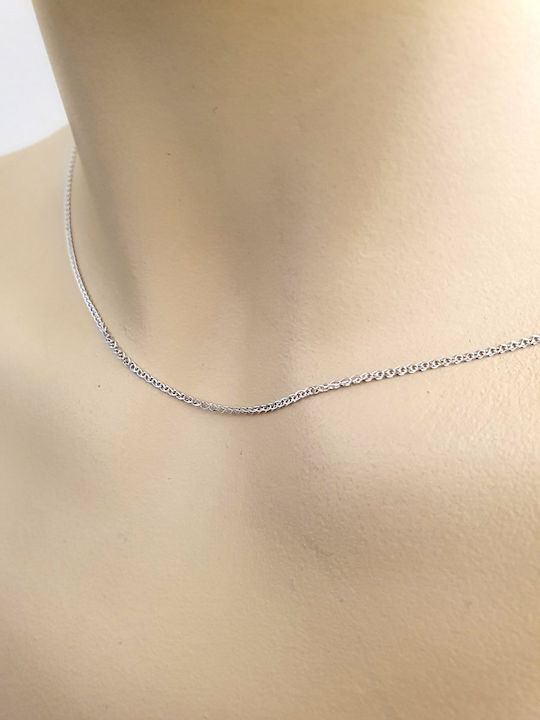 Papadopoulos Gold Λευκόχρυση Αλυσίδα Λαιμού 9Κ Μήκους 45cm