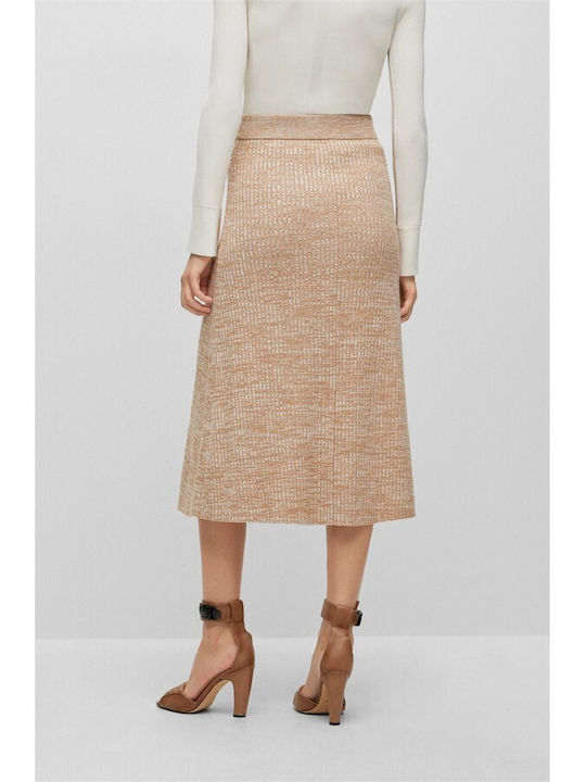 Hugo Boss High Waist Midi Skirt in Beige color