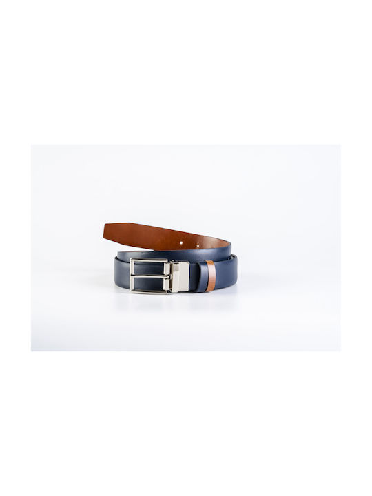 ByLeather Men's Leather Double Sided Belt Blue-Tabba