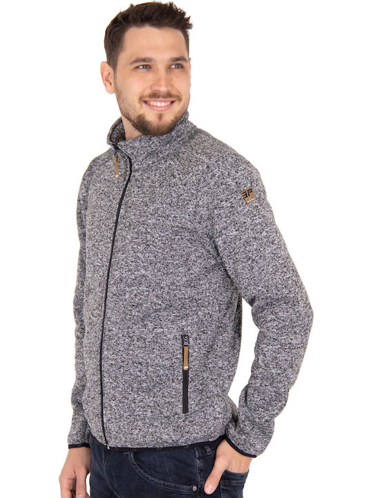 Tim Ανδρική Ζακέτα Fleece με Κουκούλα Γκρι