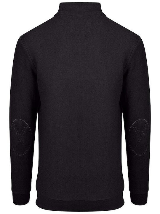 Guy Laroche Herren Langarm-Pullover Ausschnitt mit Reißverschluss BLACK