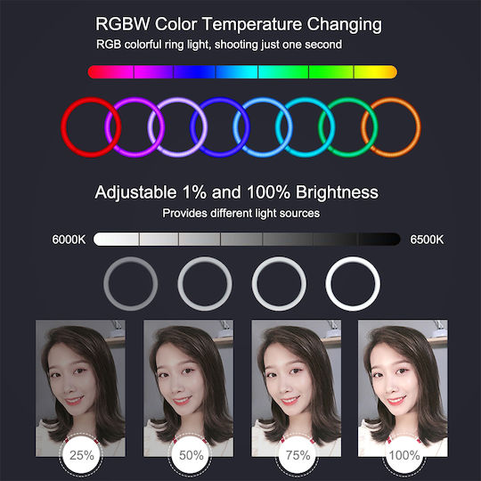 Puluz Light Ring Light 26cm και Βάση για Κινητό