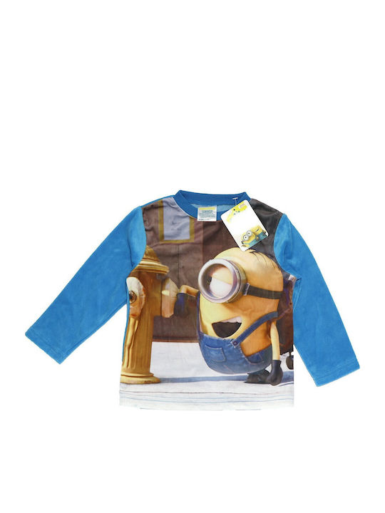 Minions Kinder Schlafanzug Winterlich Samtig Blue