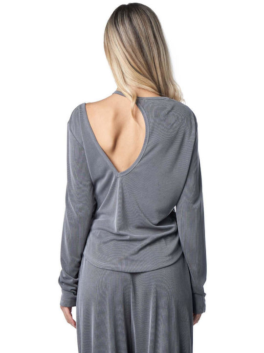 Zoya Women's Blouse Long Sleeve Gray