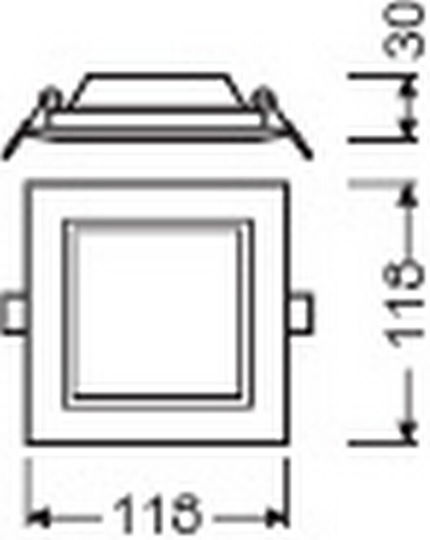 Ledvance Downlight Slim Τετράγωνο LED Panel 6W με Θερμό Λευκό Φως 3000K