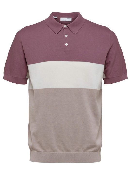 Selected Herren Kurzarmshirt Polo Wistful Mauve Fog Mel