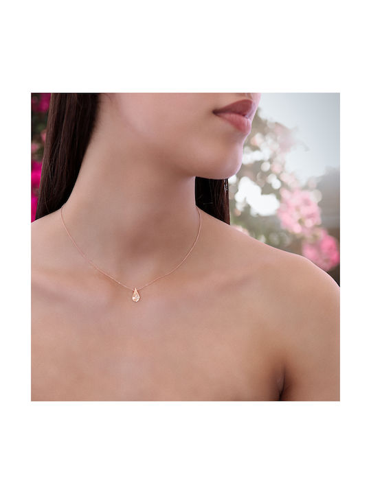 Fa Cad'oro Necklace with design Tear from Rose Gold 18k with Diamond