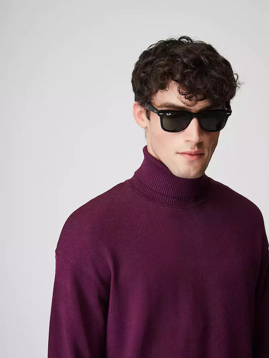 Stefan Fashion Men's Long Sleeve Sweater Turtleneck Purple