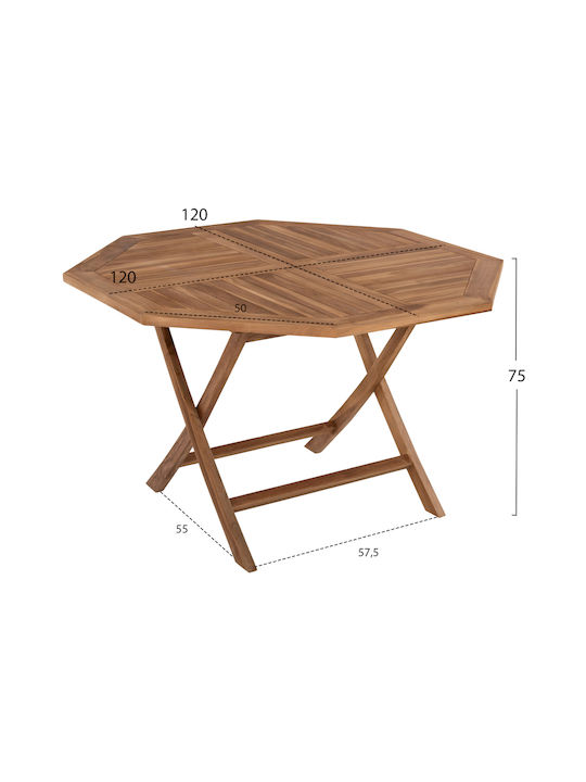 Outdoor Table Made of Teak Foldable Natural 120x120x75cm