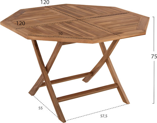Foldable Table 120x120x75 Natural Foldable Table 120x120x75 Natural