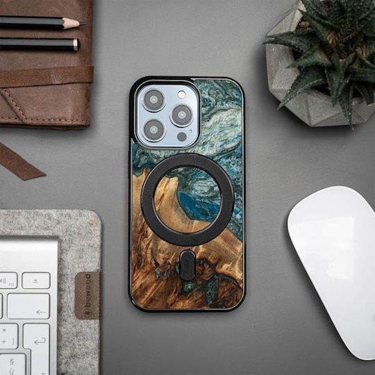 Bewood Umschlag Rückseite Hölzern Blau (iPhone 15 Pro)