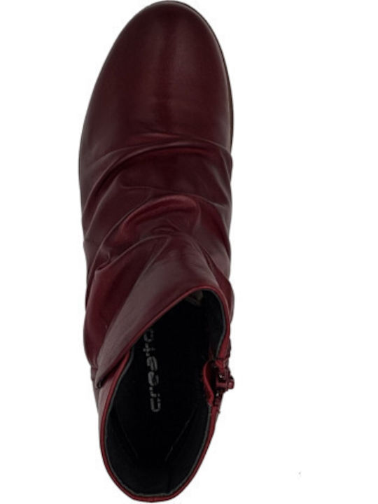 Leder Stiefeletten Damen Burgundisch