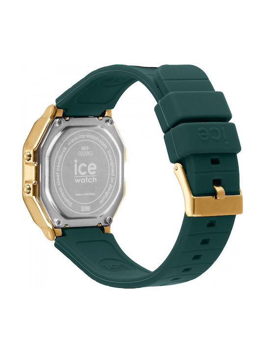 Ice Ψηφιακό Γυναικείο Ρολόι 32mm Χρονογράφος Μπαταρίας με Πράσινο Καουτσούκ Λουράκι
