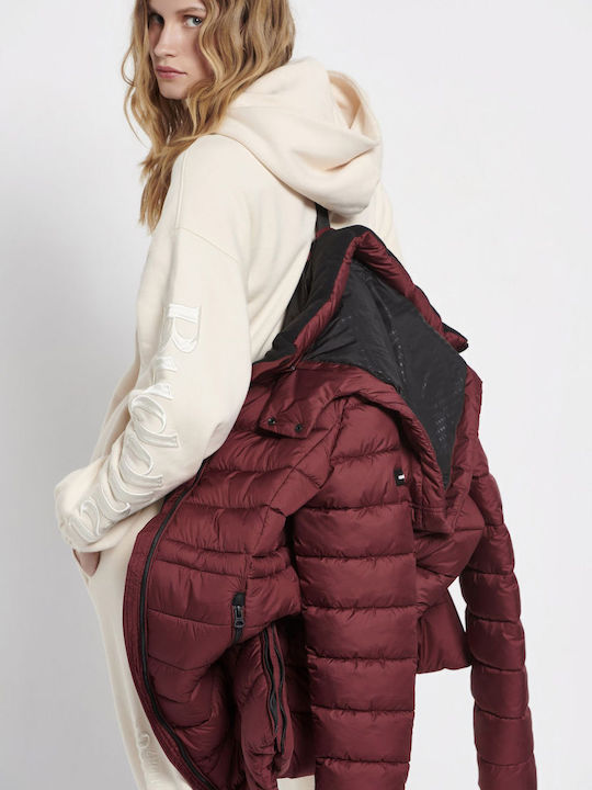 Lungă Jachetă de femei Puffer Burgundy