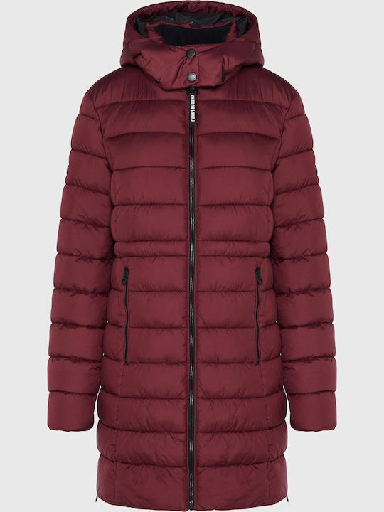 Lungă Jachetă de femei Puffer Burgundy