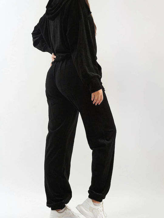 DOT Damen-Sweatpants ΜΑΥΡΕΣ Samt