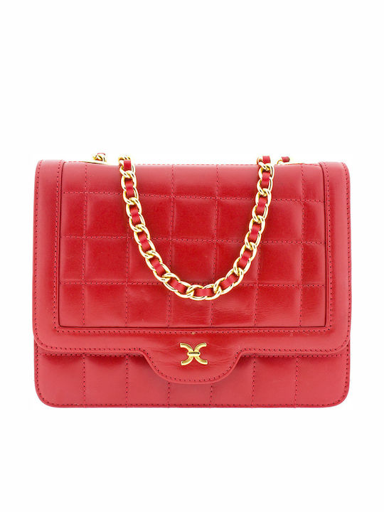 Leder Damentasche Schultertasche Rot
