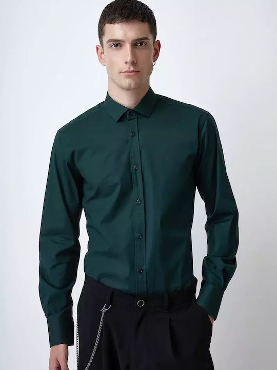 Stefan Fashion Cămașă Bărbătească Cu mânecă lungă Bumbac Green